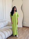 Lime Ribbed Flowy Dress