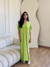 Lime Ribbed Flowy Dress
