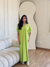 Lime Ribbed Flowy Dress