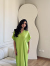 Lime Ribbed Flowy Dress