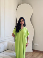 Lime Ribbed Flowy Dress