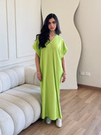 Lime Ribbed Flowy Dress