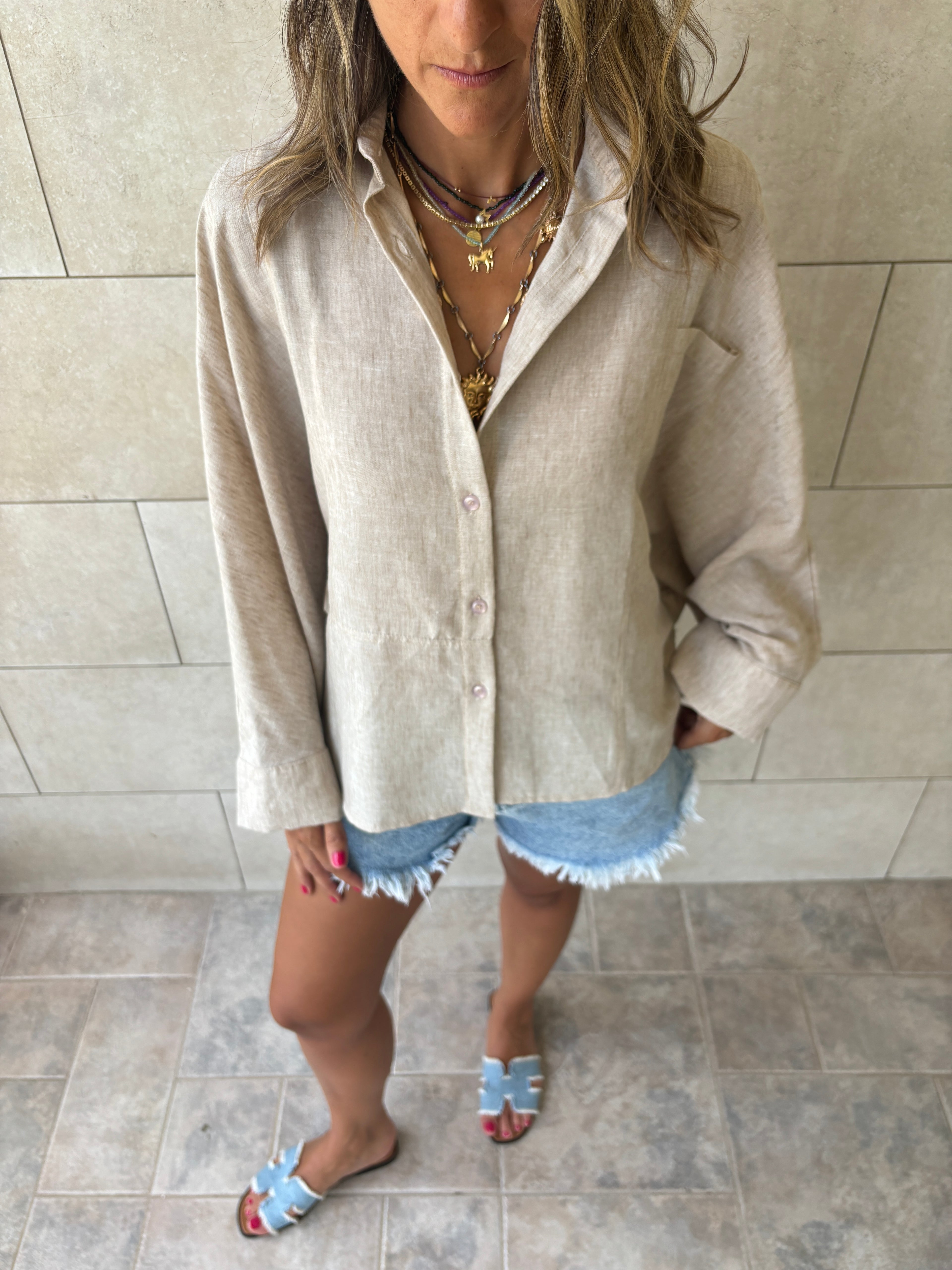 Beige Haze Linen Shirt