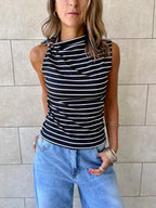 Black Striped Ring Tie Top
