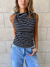 Black Striped Ring Tie Top