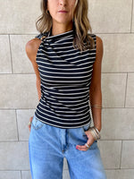 Black Striped Ring Tie Top