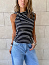 Black Striped Ring Tie Top