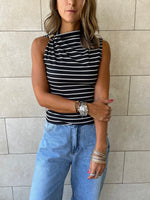 Black Striped Ring Tie Top