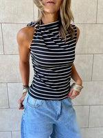 Black Striped Ring Tie Top