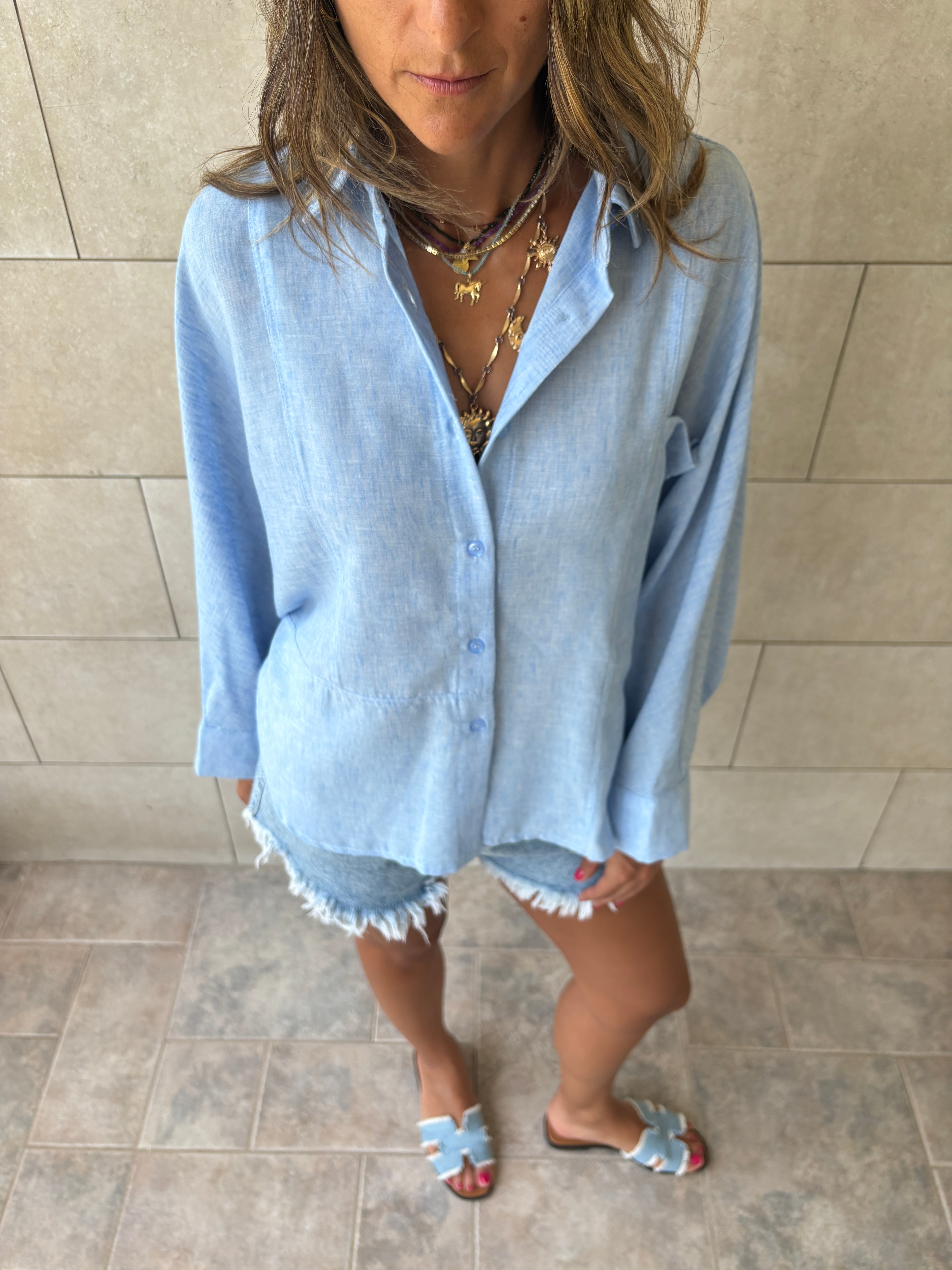 Baby Blue Haze Linen Shirt