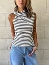 White Striped Ring Tie Top
