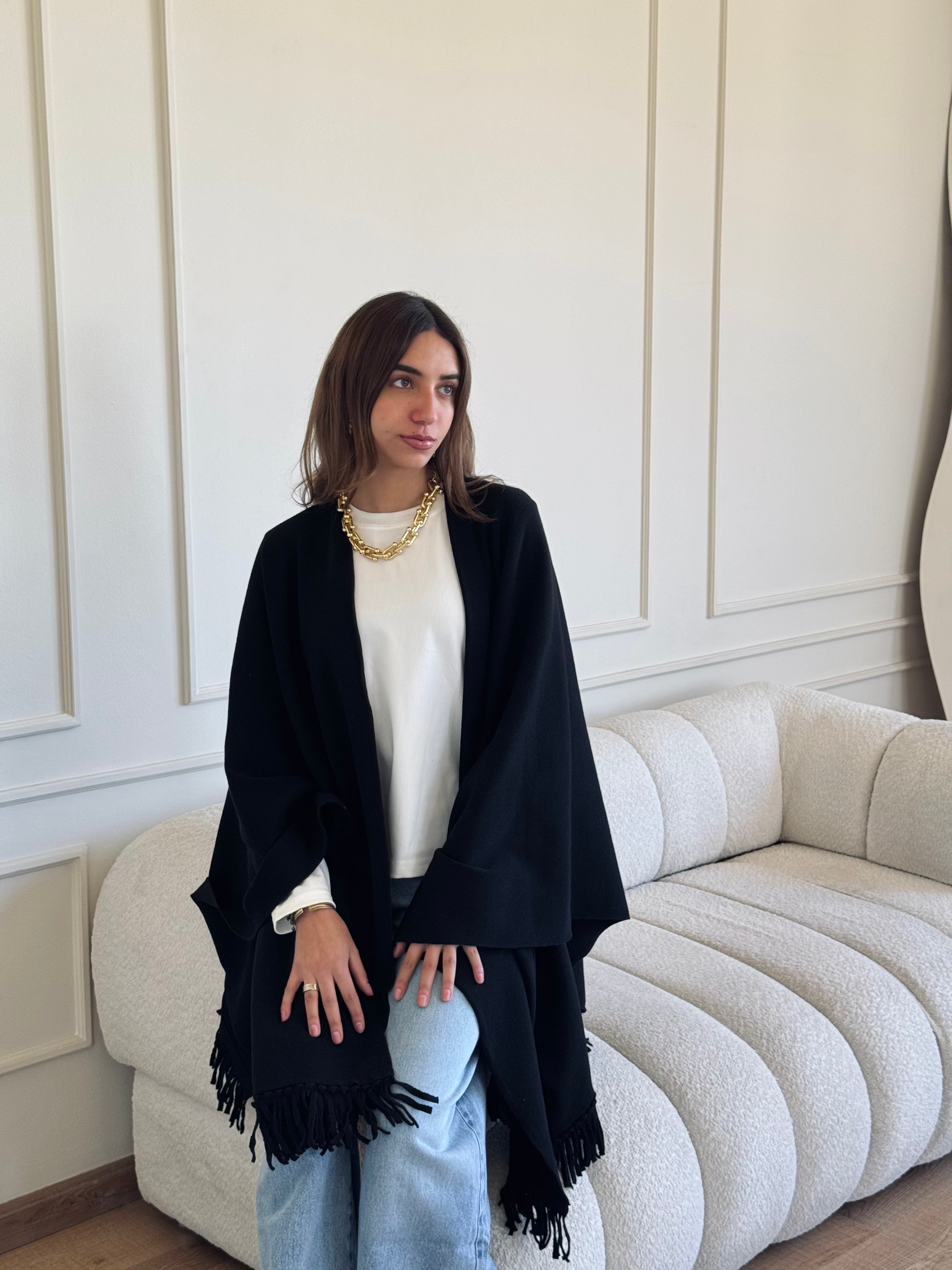 Black Shawl Poncho