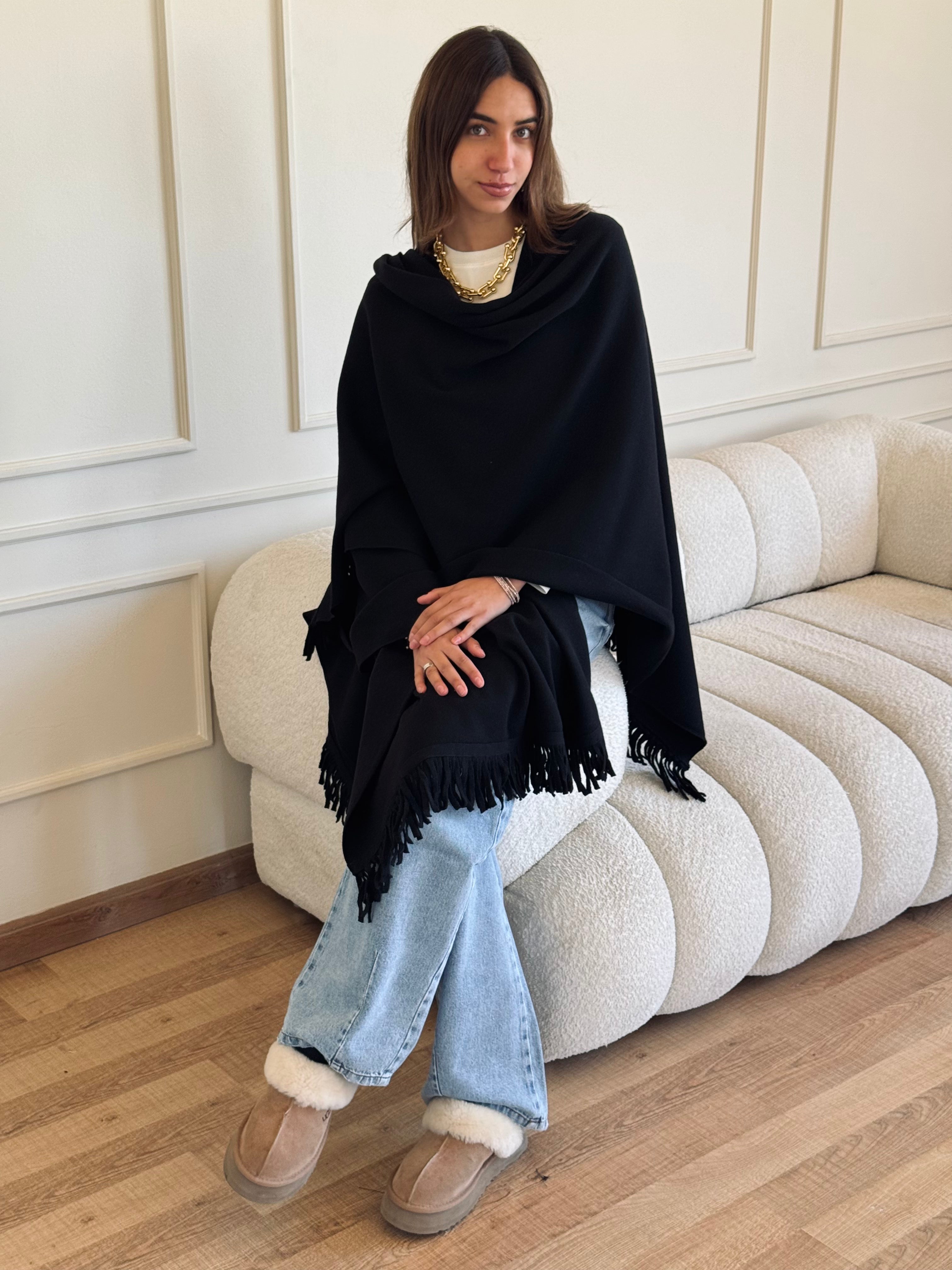 Black Shawl Poncho