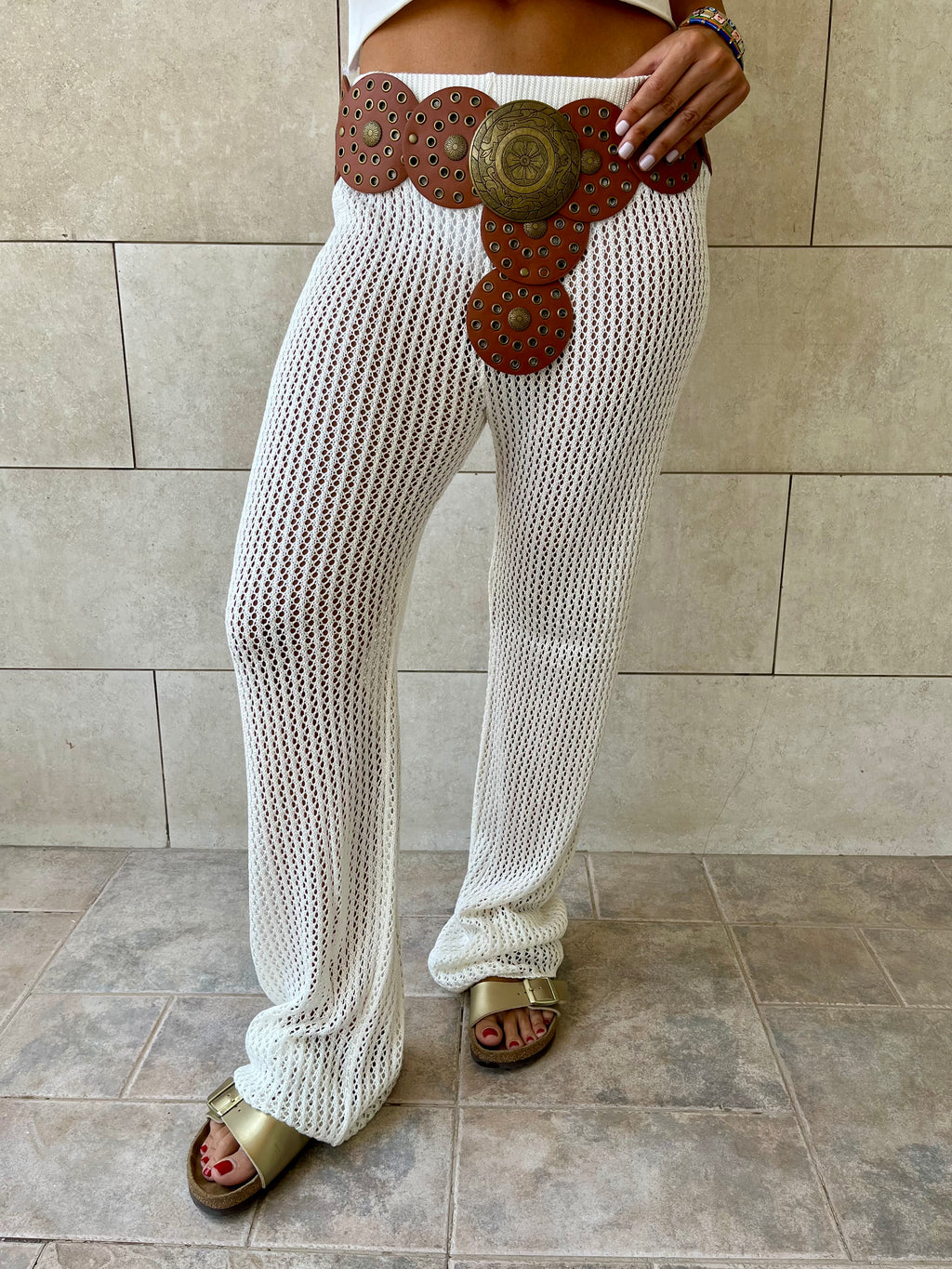 White Summer Moment Crochet Pants