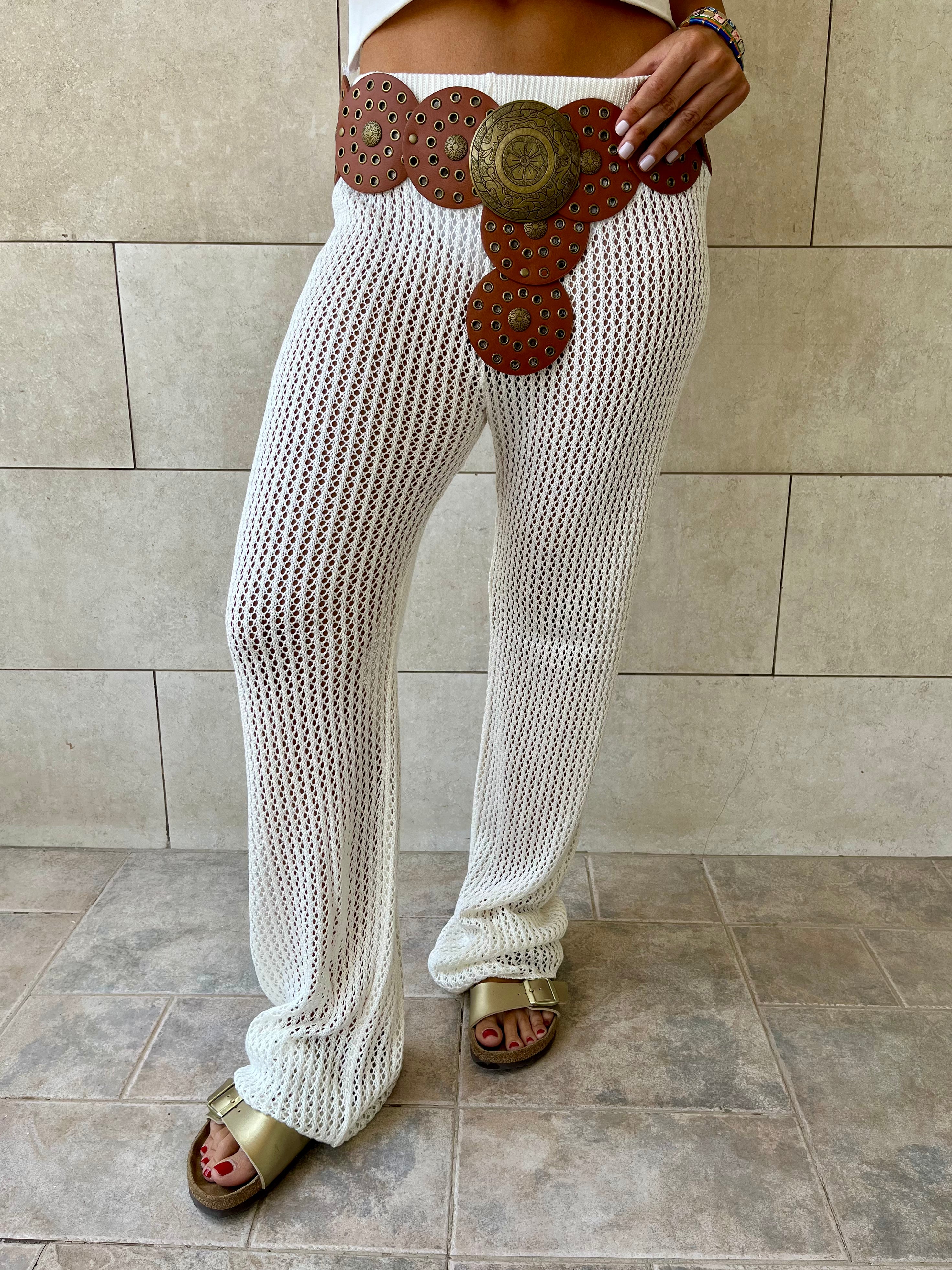 White Summer Moment Crochet Pants