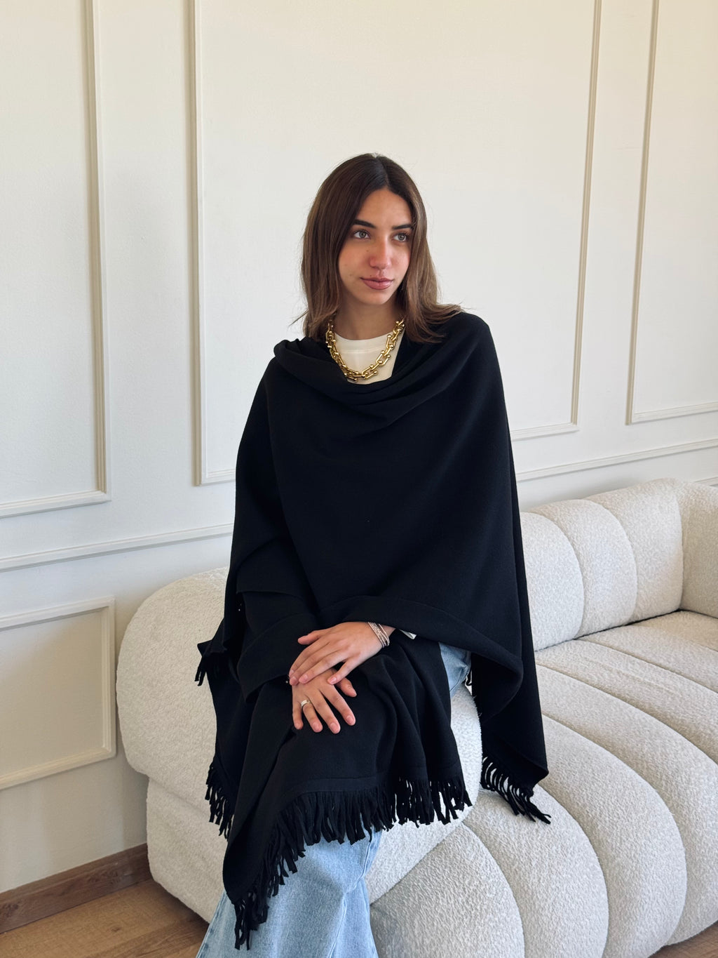 Black Shawl Poncho