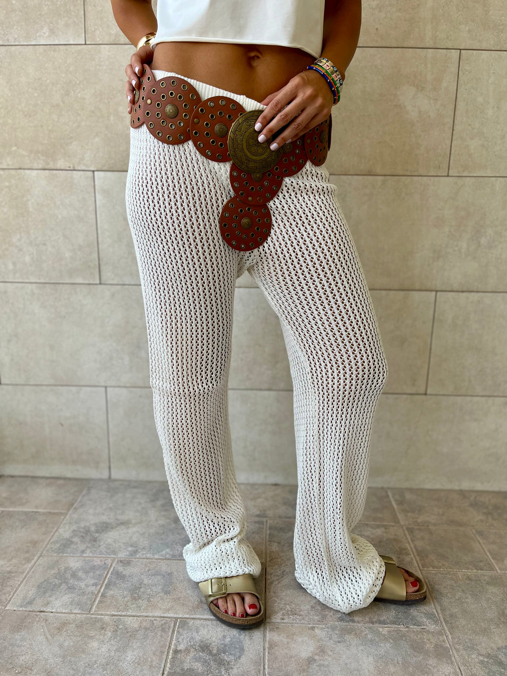 White Summer Moment Crochet Pants