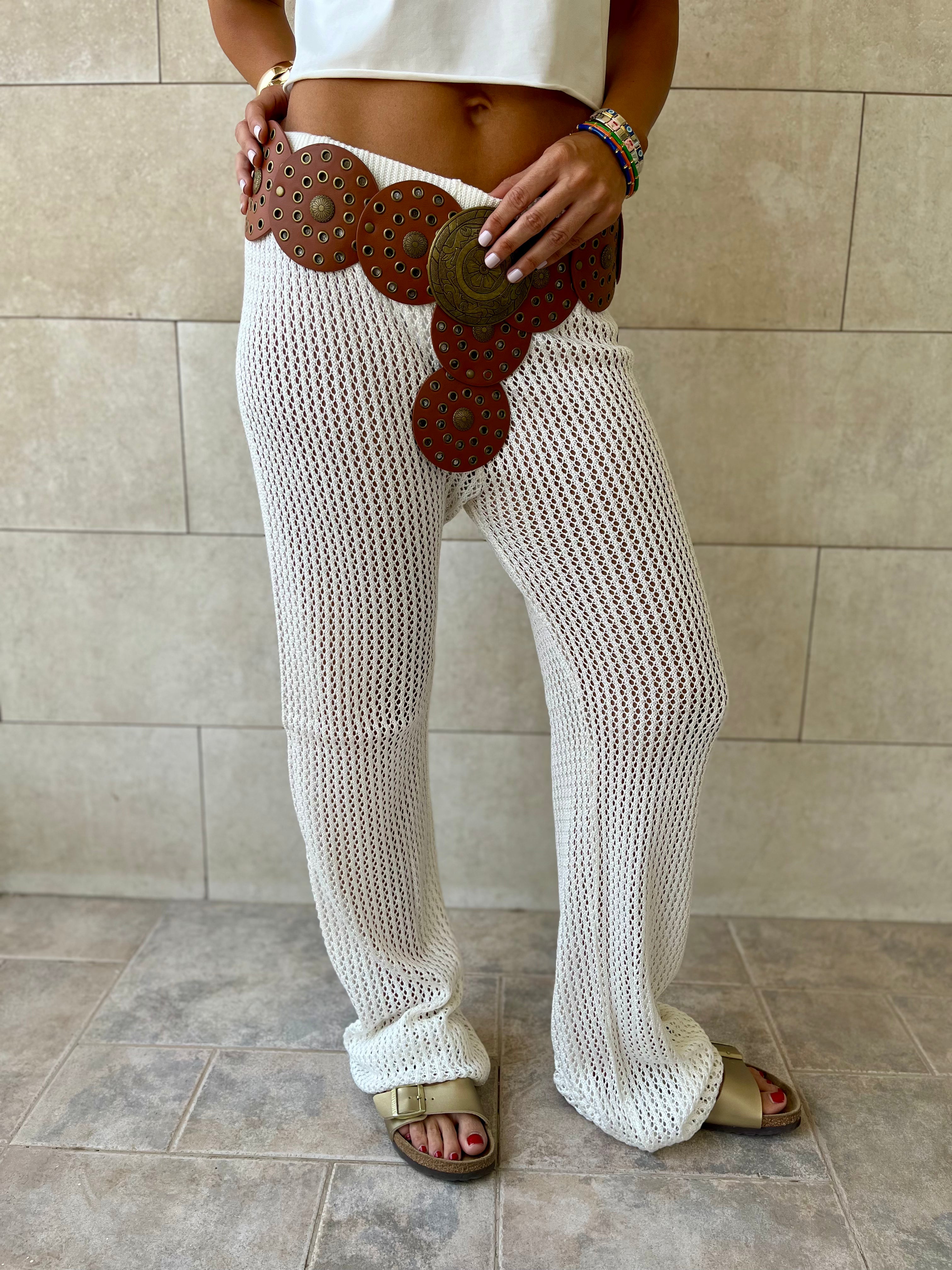 White Summer Moment Crochet Pants