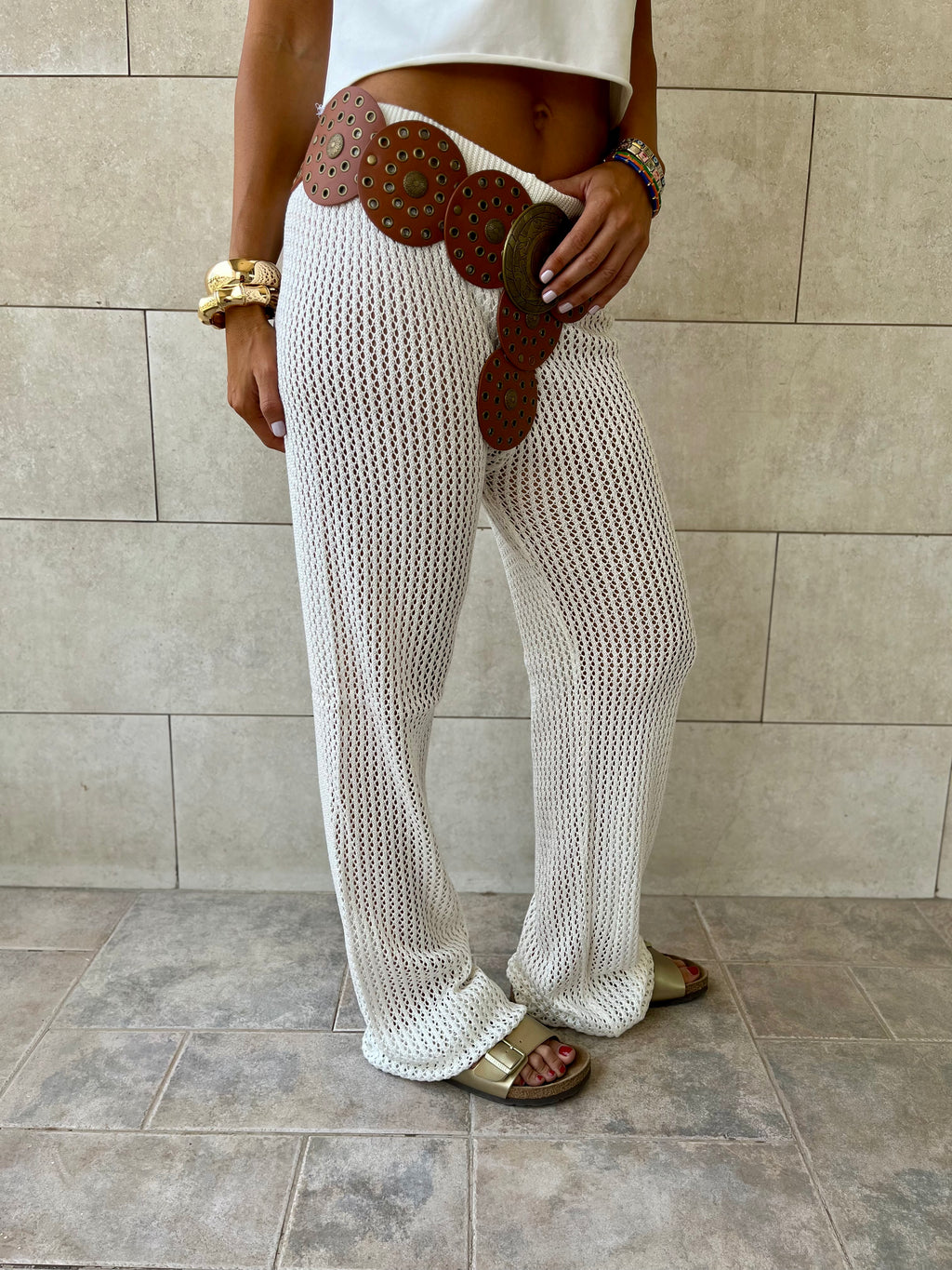 White Summer Moment Crochet Pants