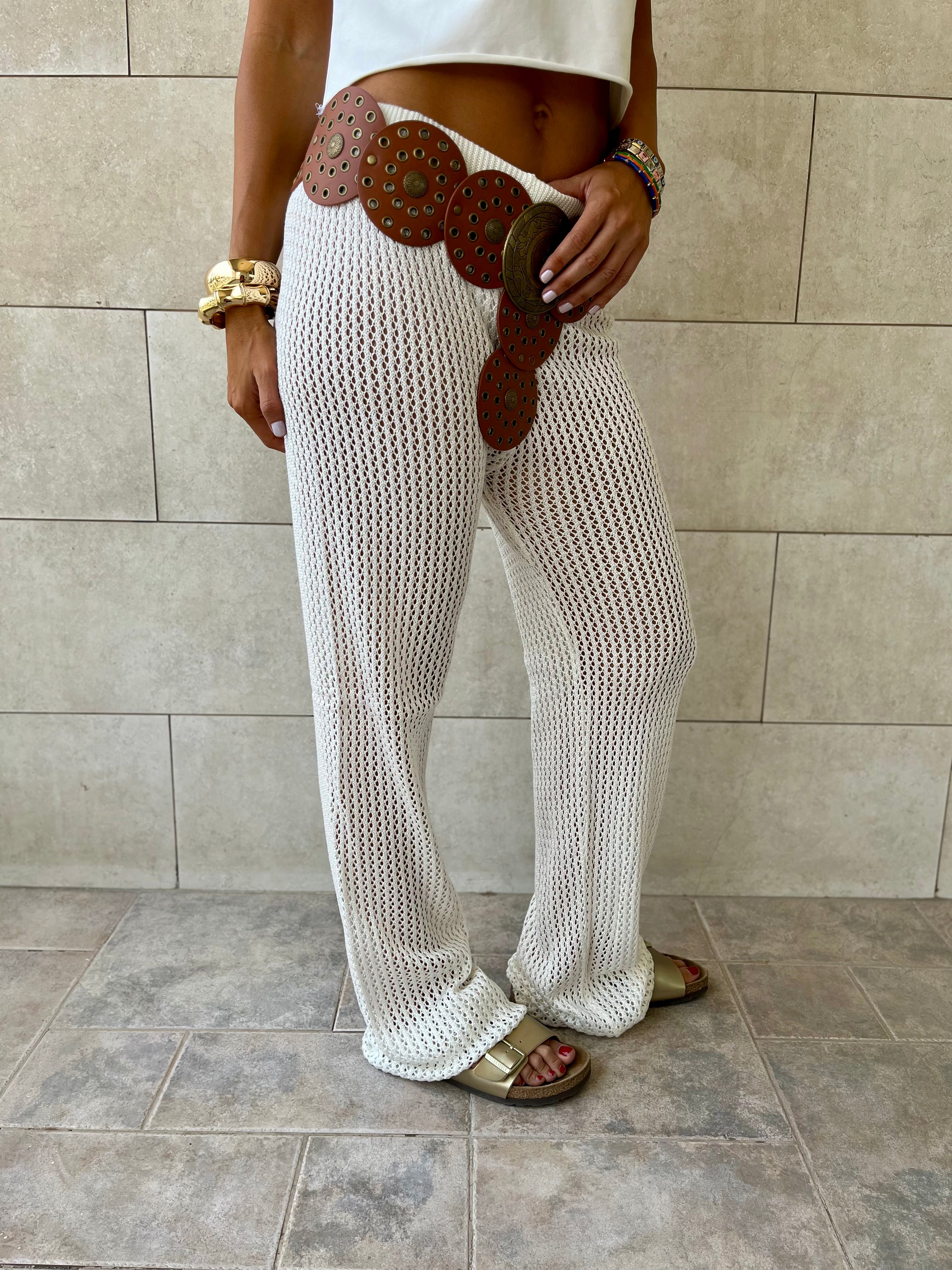 White Summer Moment Crochet Pants