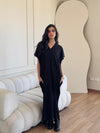 Black Ribbed Flowy Dress