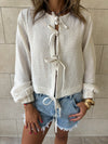 Ivory Ribbon Tie Blouse