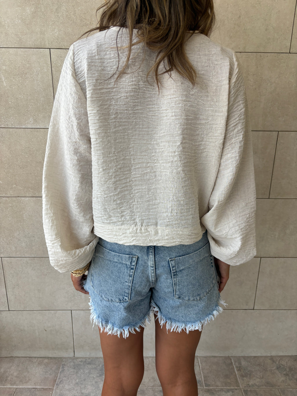 Ivory Ribbon Tie Blouse