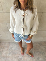 Ivory Ribbon Tie Blouse