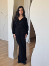 Black V Buttons Knit Set