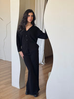Black V Buttons Knit Set