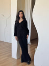 Black V Buttons Knit Set