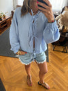 Baby Blue Ribbon Tie Blouse