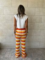 Orange Giving Waves Crochet Pants
