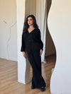 Black V Buttons Knit Set