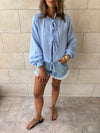 Baby Blue Ribbon Tie Blouse