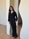 Black V Buttons Knit Set