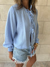 Baby Blue Ribbon Tie Blouse