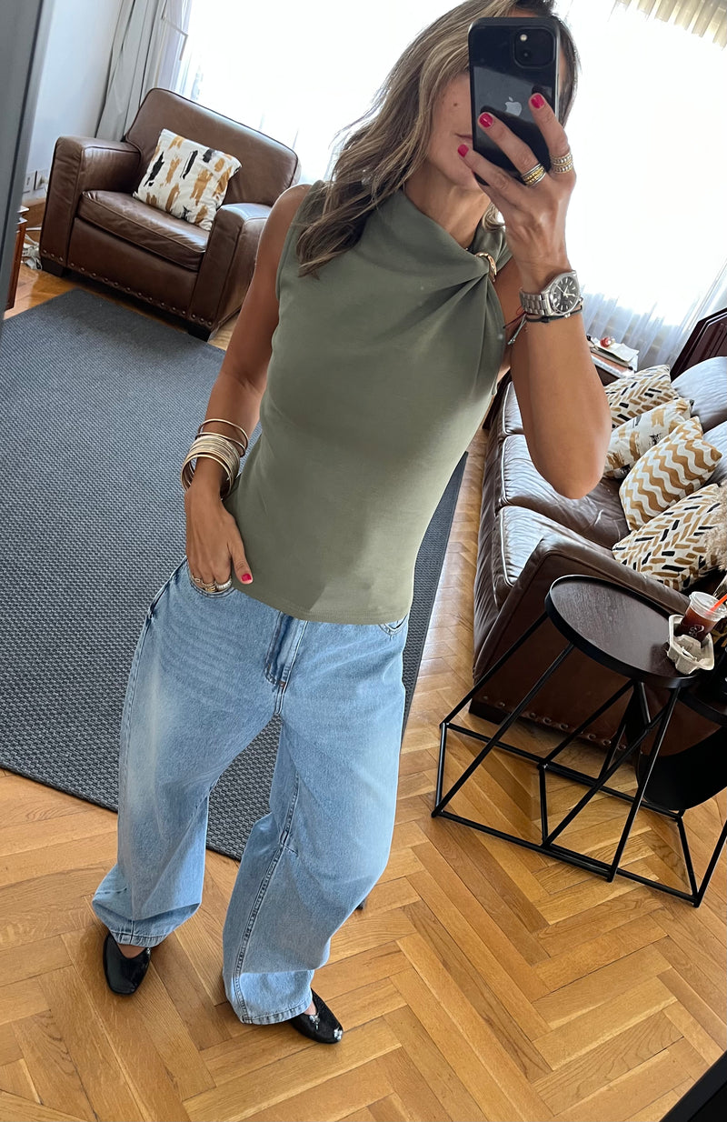 Olive Ring Scuba Top