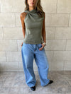 Olive Ring Scuba Top
