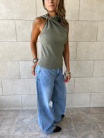 Olive Ring Scuba Top