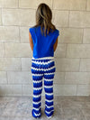 Blue Giving Waves Crochet Pants