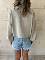 Grey Ribbon Tie Blouse