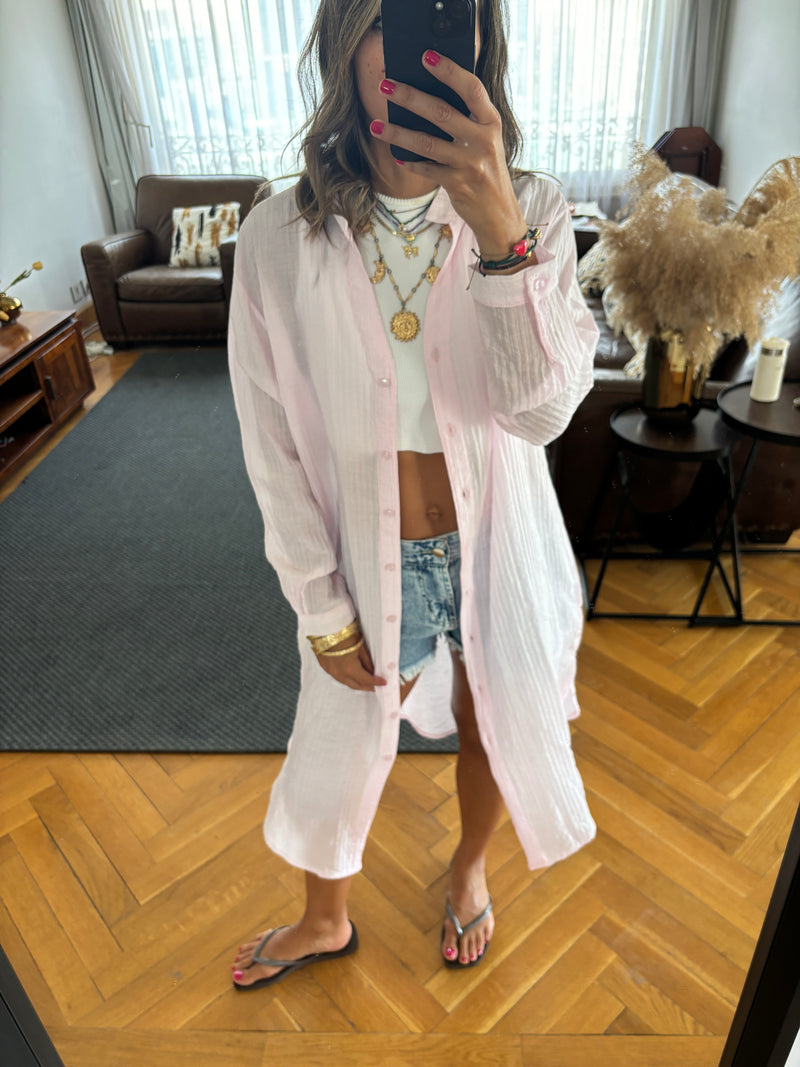 Pink Cotton Cloud Shirt Dress