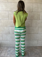 Green Giving Waves Crochet Pants