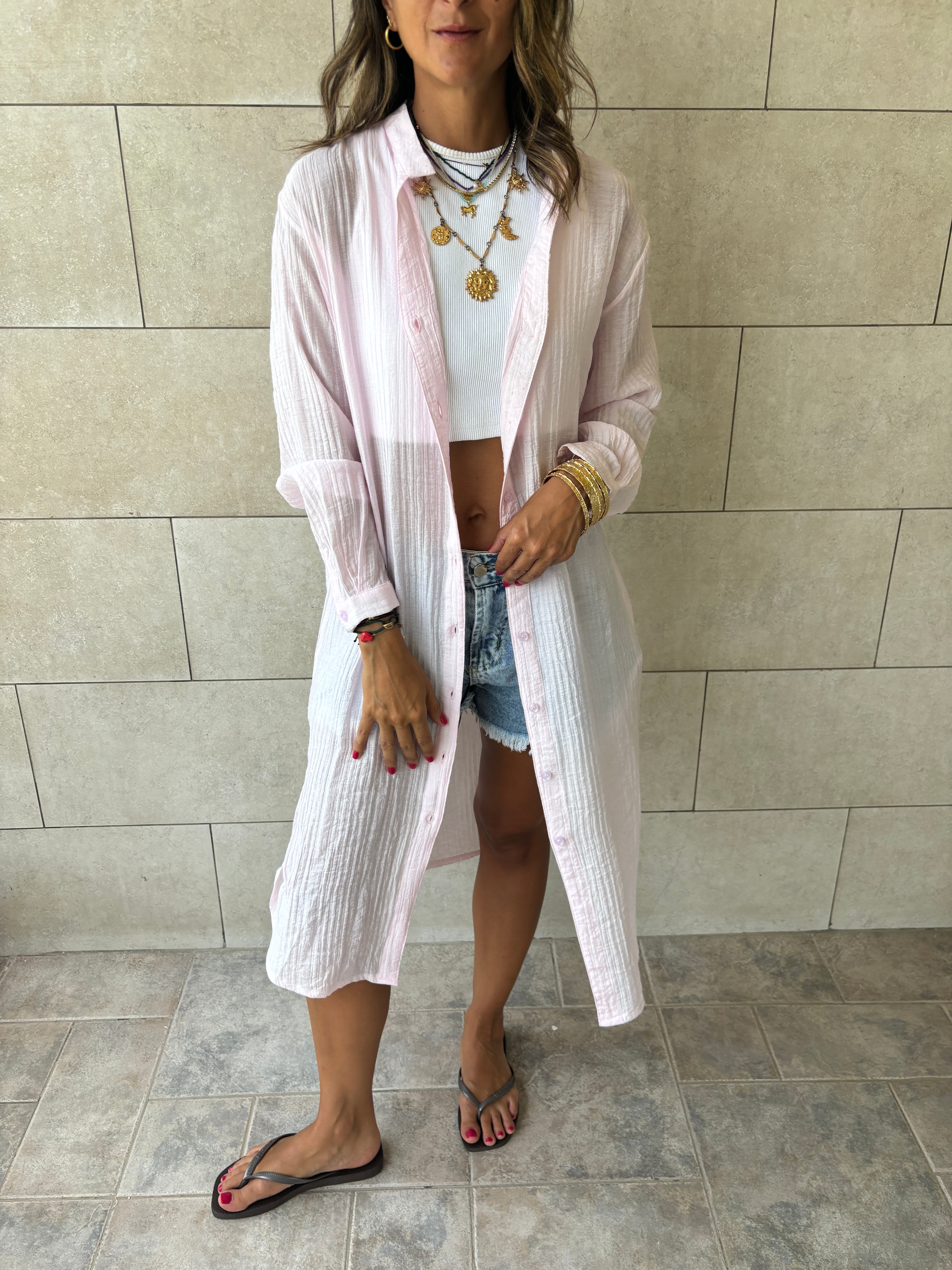 Pink Cotton Cloud Shirt Dress