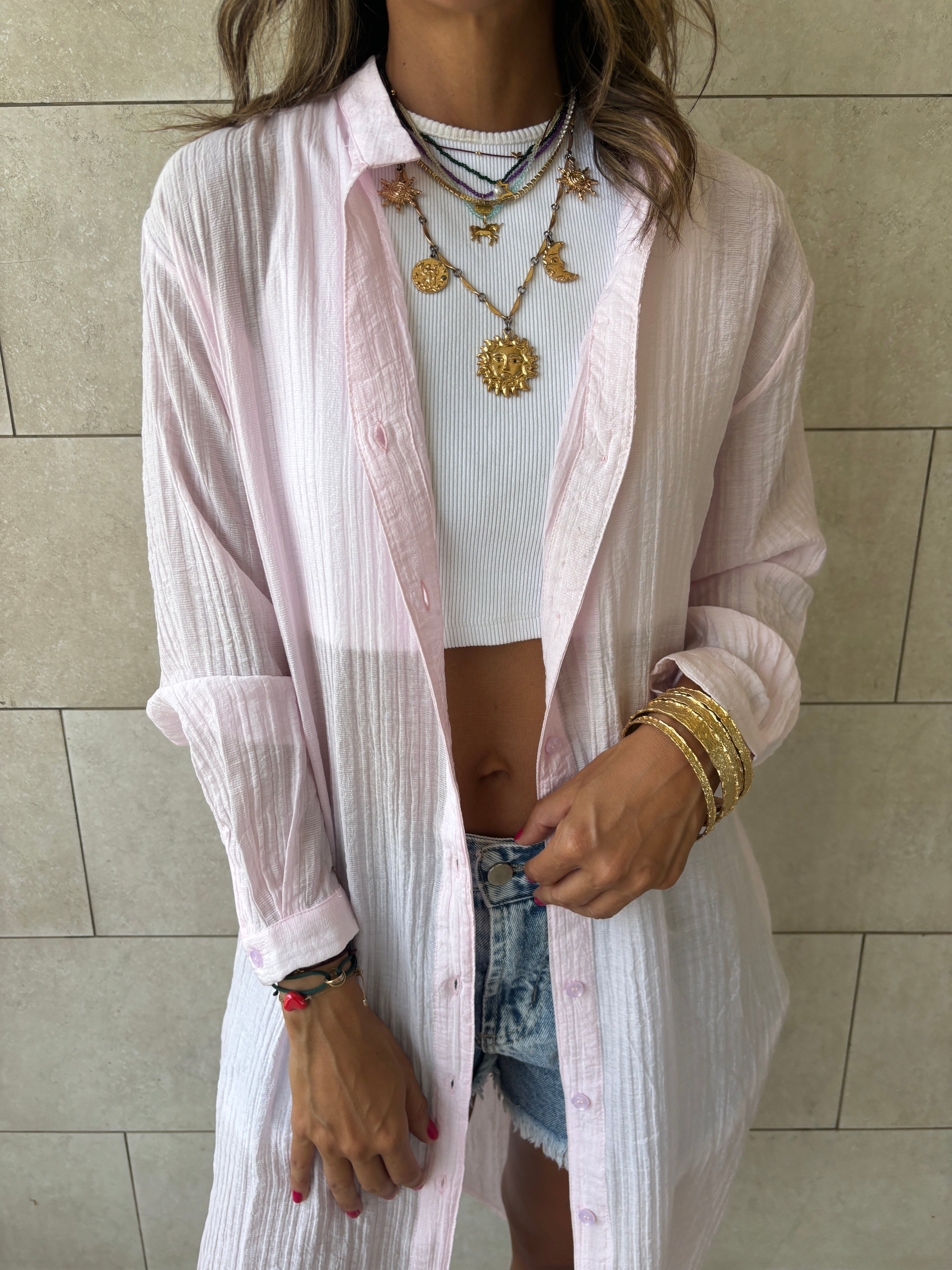 Pink Cotton Cloud Shirt Dress