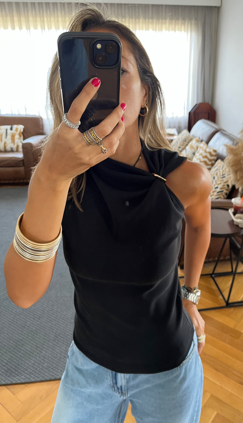 Black Ring Scuba Top