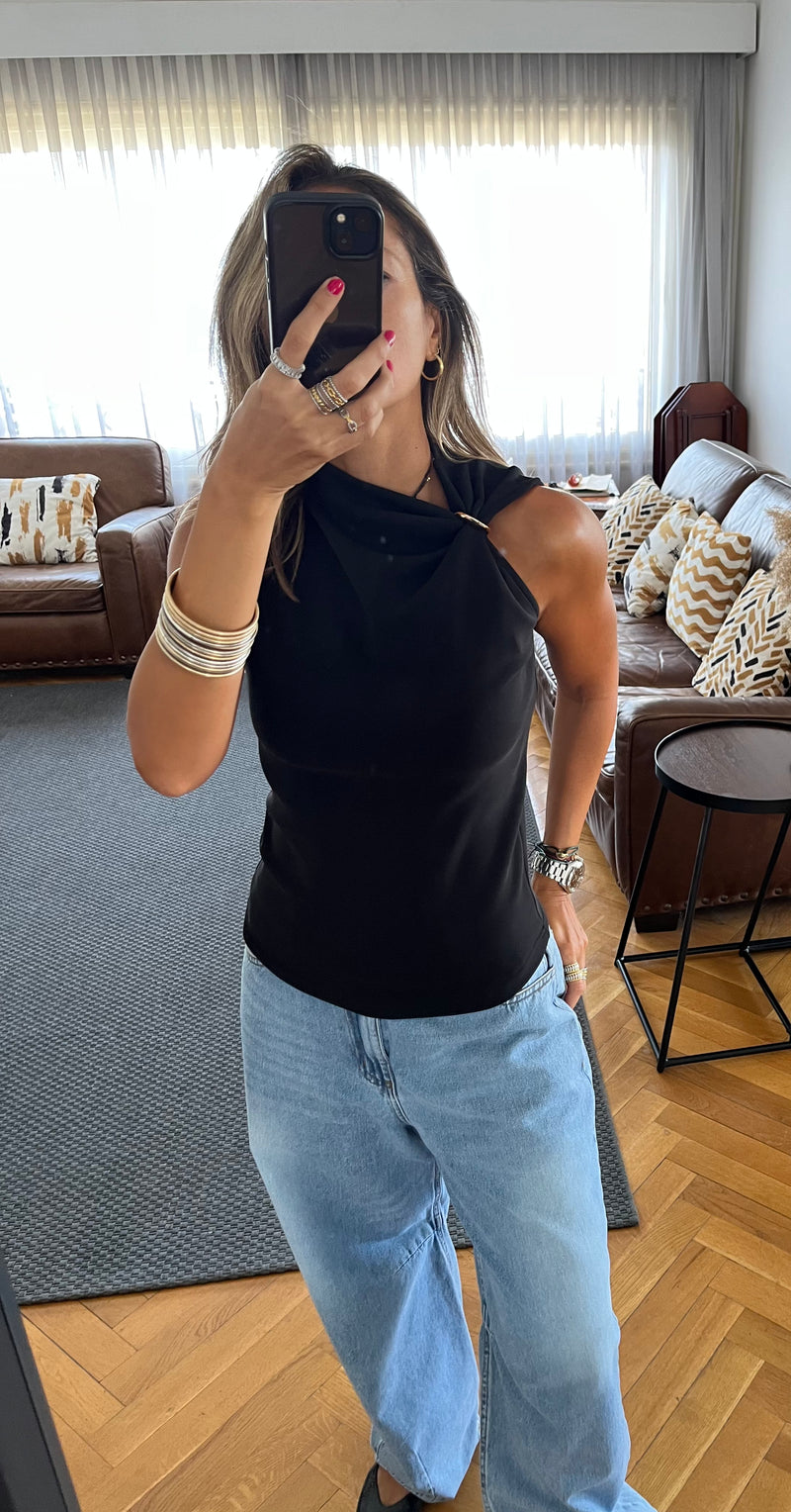 Black Ring Scuba Top