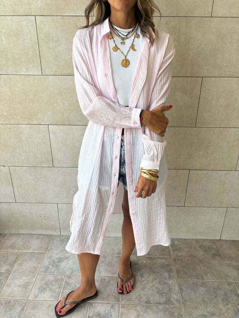 Pink Cotton Cloud Shirt Dress