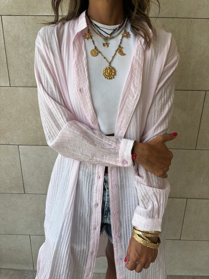 Pink Cotton Cloud Shirt Dress
